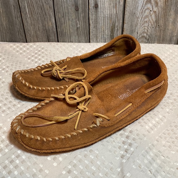 Minnetonka double bottom softsole moccasins men's - Picture 1 of 6